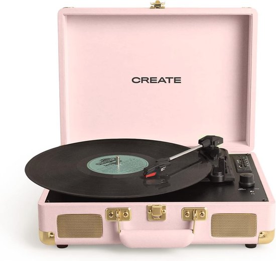 Draagbare Platenspeler Met Bluetooth En USB Pastel Roze Bol draagbare-platenspeler-met-bluetooth-en-usb-pastel-roze-bol