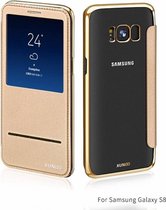 Ntech - Samsung Galaxy S8 window view folio flip case (slide to answer) cover Champagne Goud