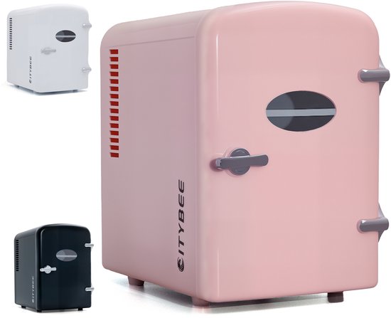 Mini koelkast 4L draagbaar 12V/230V stil 25dB voor drinken, eten, cosmetica, camping, auto, kantoor roze