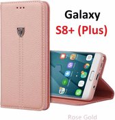 Samsung Galaxy S8+ (Plus)  Portemnnee Cover Slim Fit PU leather case noble met stand Rose Goud - Ntech