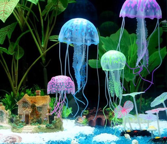 Ongeldig kooi vinger Aquarium Decoratie - Kwal - Jellyfish - Gloeiende Kwallen - Gloeiend Effect  -... | bol.com