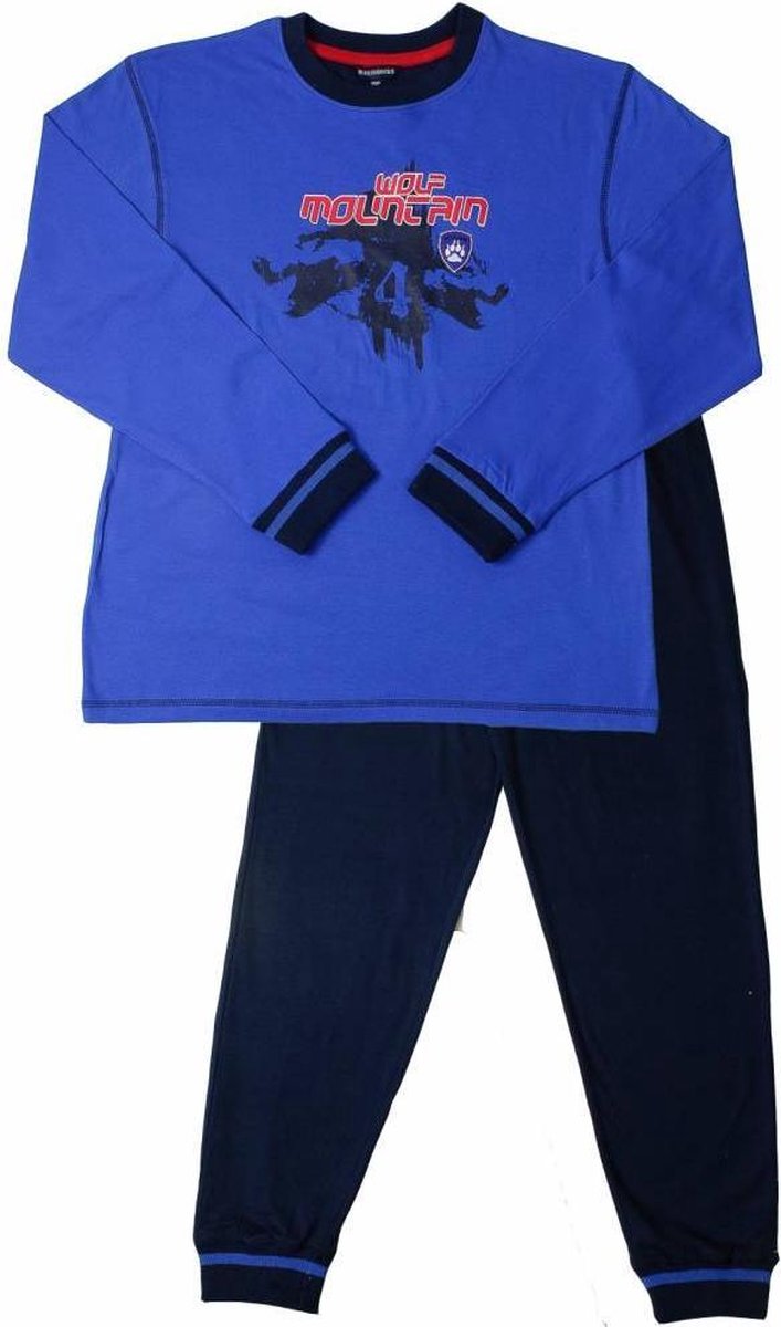 Blue Docks Jongens Pyjama - 100% Katoen - Blauw - Maat 152