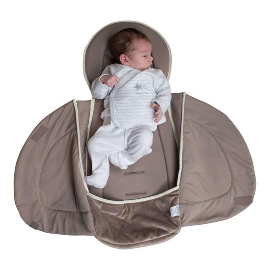 Bo Jungle - Inleg Kussen - Afneembare Voetenzak - Inlegkussen babyschommel - Omkeerbaar winter / zomer - Geschikt voor oa autostoel , wieg - Geschikt voor 5-puntsgordel - Comfort Nest Beige van Bo Jungle — afbeelding 3