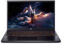 Zwarte Acer gaming laptop met oranje verlicht toetsenbord, frontaal weergegeven.