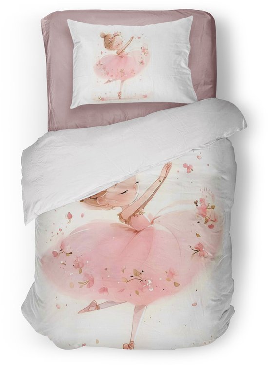 Eleganzzz Kinder Dekbedovertrek Ballerina Girl - Pink - 140x200/220cm - Dekbedovertrek Kinderen - Micropercal - Eenpersoons