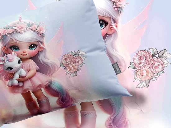 Eleganzzz Kinder Dekbedovertrek Princess Nights - Prinses Dekbedovertrek met Eenhoorn - Multi - 140x200/220cm - Dekbedovertrek Kinderen - Micropercal - Eenpersoons — afbeelding 2