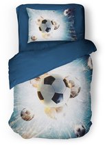 Eleganzzz Kinder Dekbedovertrek Champions Dream - Voetbal Dekbedovertrek - Blue - 140x200/220cm - Dekbedovertrek Kinderen - Micropercal - Eenpersoons