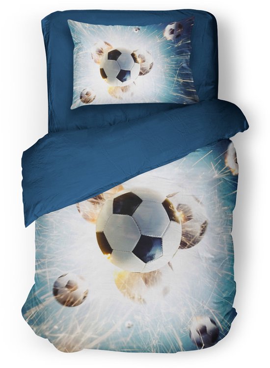 Housse de couette Kinder Eleganzzz Champions Dream - Blue - 140 x 200/220 cm - Housse de couette Enfants - Micropercal - Simple