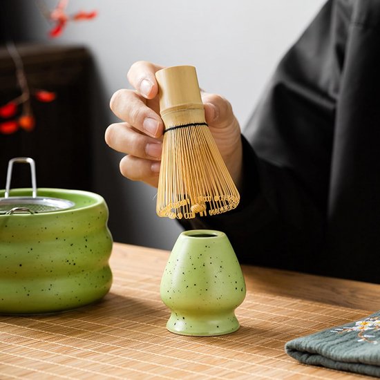 Matcha set-4 stuks matcha starterkit-matcha whisk-Houten matcha set-groen