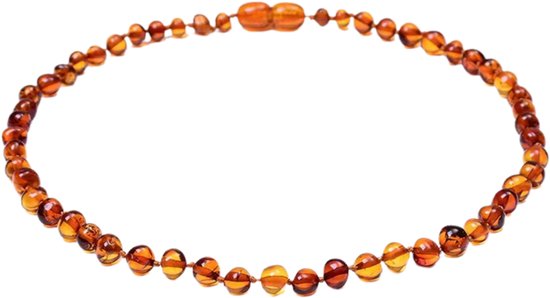 Jikkies ® - Barnsteen Ketting - Natuurlijk Baltisch Barnsteen - Pijnstillend tegen doorkomende tandjes - Cognac - 32CM van Jikkies — afbeelding 2