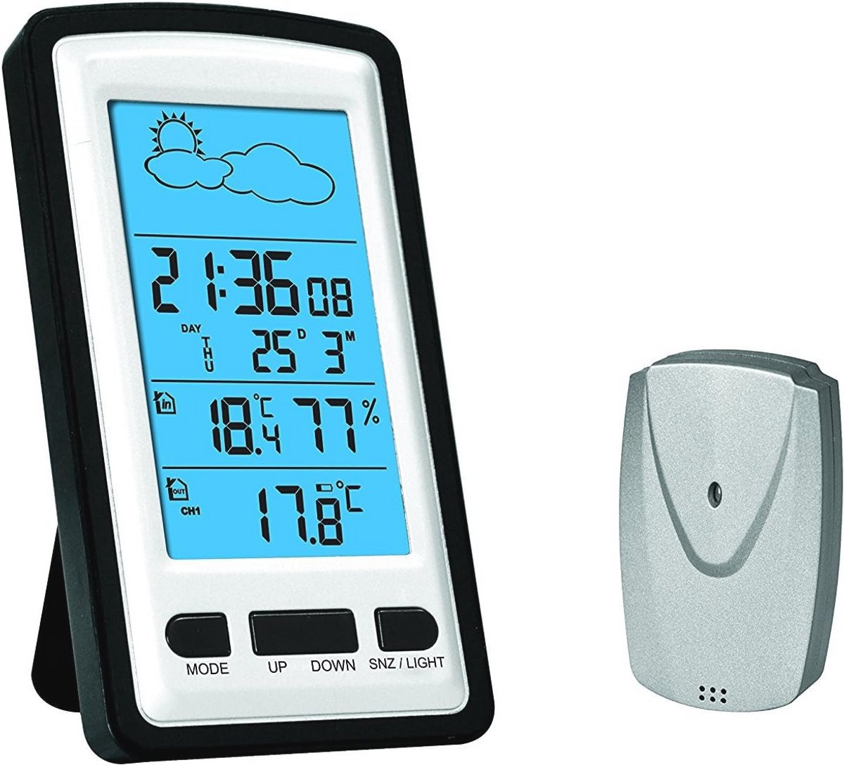 Weerstation met Buitensensor, Klok en Weersvoorspelling