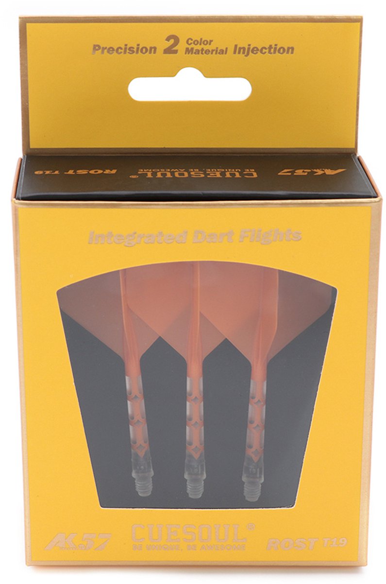 Cuesoul - ROST T19 Integrated Dart Flights - Standard Shape - Clear Orange S