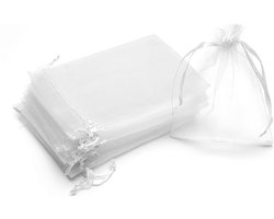 25 stuks geschenkzakjes, witte transparante organzazakjes, netzakjes, trekkoordgeschenkzakjes, sieradenzakjes, geschikt voor snoep/huwelijkscadeaus/sieraden/vakantiegeschenken（20*30cm)
