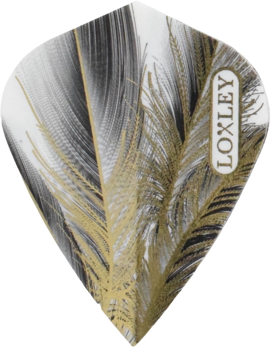 Loxley Feather Grey & Gold Kite - Dart Flights