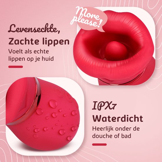 Sensual Desire® LIPS – Likkende Tong Vibrator – Vibrators & Sex Toys voor Vrouwen – 14 Standen met Zuigfunctie – Clitoris Stimulator Realistisch – Stil & Waterdicht