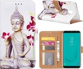 Samsung Galaxy J6+ (Plus) 2018 Boeddha & Bloem Boek hoesje met Pasjesruimte