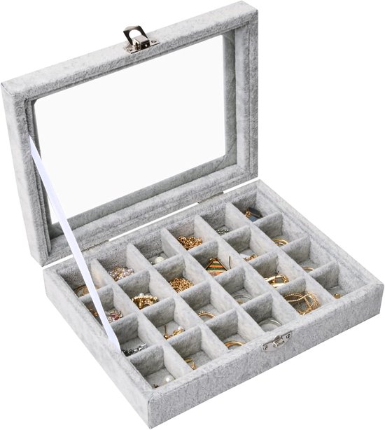 Frebeauty Ringen/oorbel organizer lade met doorzichtig deksel, 7 sleuven ringdoos fluwelen ringhouder lade inzetstuk sieraad opbergdoos vitrine cadeau voor vrouwen en meisjes Frebeauty Ringen/oorbel organizer lade met doorzichtig deksel, 7 sleuven ringdoos fluwelen ringhouder lade inzetstuk sieraad opbergdoos vitrine cadeau voor vrouwen en meisjes