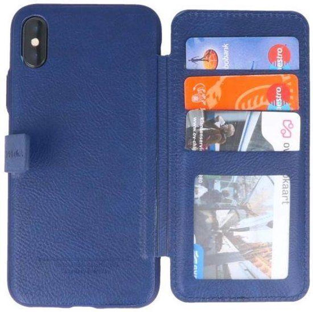 Puloka iPhone X / Xs Multi Function Back Clip Wallet Case Portomonee Hoesje Blauw