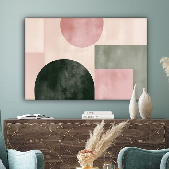 Tableau sur toile 120x80 cm - Décoration murale Formes - Abstrait - Cercle - Zwart - Décoration murale salon - Décoration chambre - Accessoires chambre - Peintures sur toile