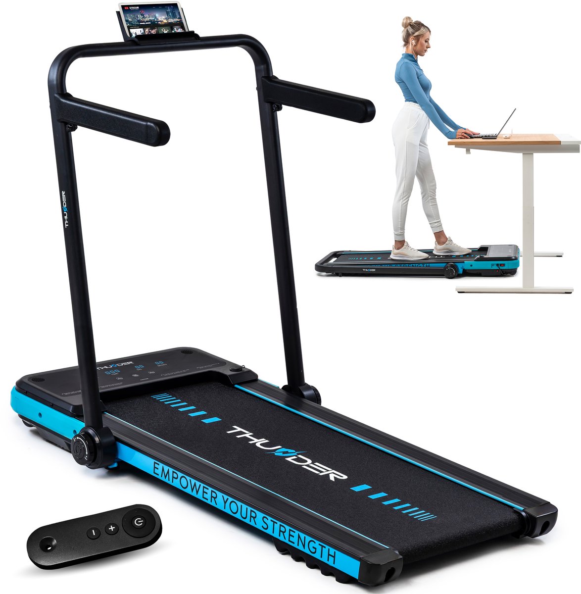 THUNDER® IMPACT-BLUE Loopband inklapbaar - Walking Pad & Hardloopband - Bluetooth - LCD Display - 12 km/u - Tot 130 kg