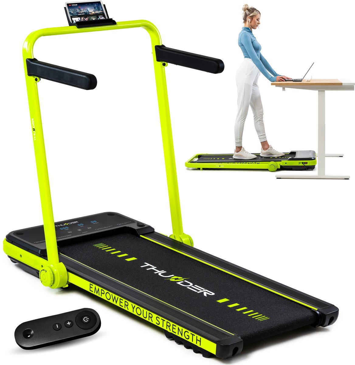 THUNDER® IMPACT-LIME Loopband inklapbaar - Walking Pad & Hardloopband - Bluetooth - LCD Display - 12 km/u - Tot 130 kg