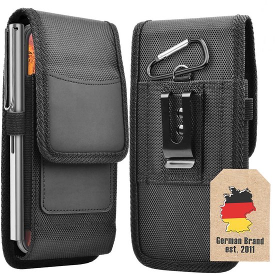 Étui Cadorabo Mobile avec clip ceinture adapté au Samsung XCover 7 en NOIR - Étui de protection pratique avec mousqueton Étui avec porte-stylo