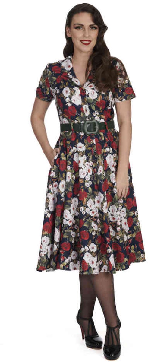 Banned - Dark Rose Flare jurk - XS - Multicolours