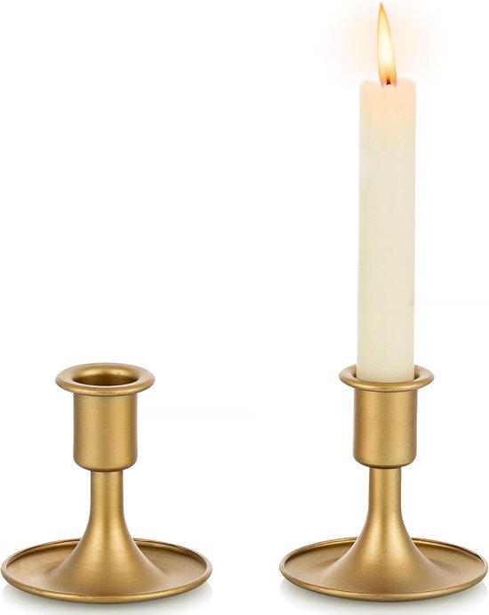 Kandelaar Houders Set van 2 | Gouden Kaarsenstok voor Tafel Middenstuk | Bruiloftsreceptie & Kerst Decoratie