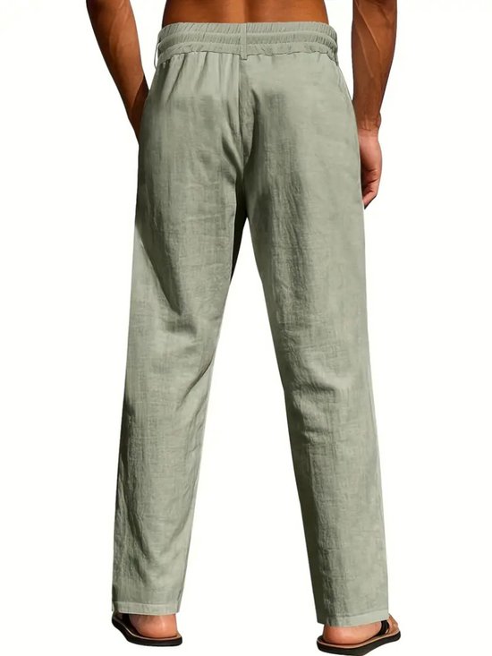 Pantalon en lin Nivard pour homme - Pantalon d'été - Adultes - Pantalon long - Pantalon de plage - Été - Style Ibiza - Vert - Taille XXL