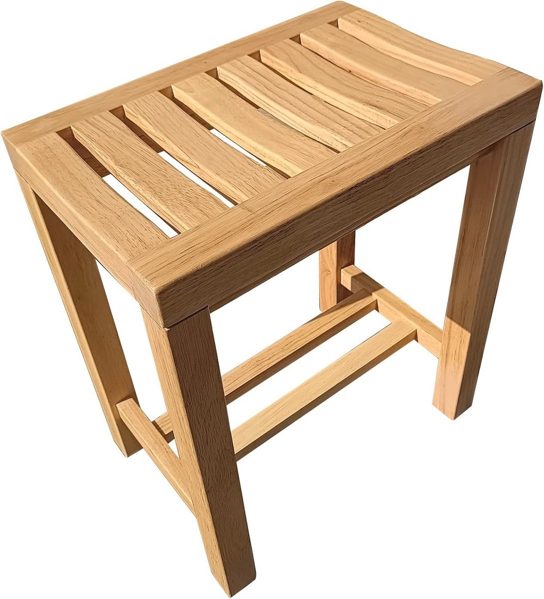 Badkamerkruk Bamboe - Douche Zitje - Ontspannen Zitten - Ergonomisch Gebogen Zitting - 50 x 42 x 28 cm - Natuurlijk