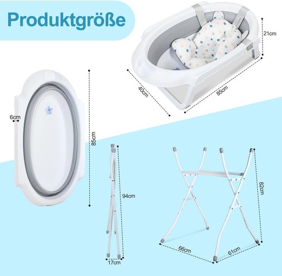Opvouwbare Babybadkuip met Temperatuursensor en Badmat - 80 cm — afbeelding 5