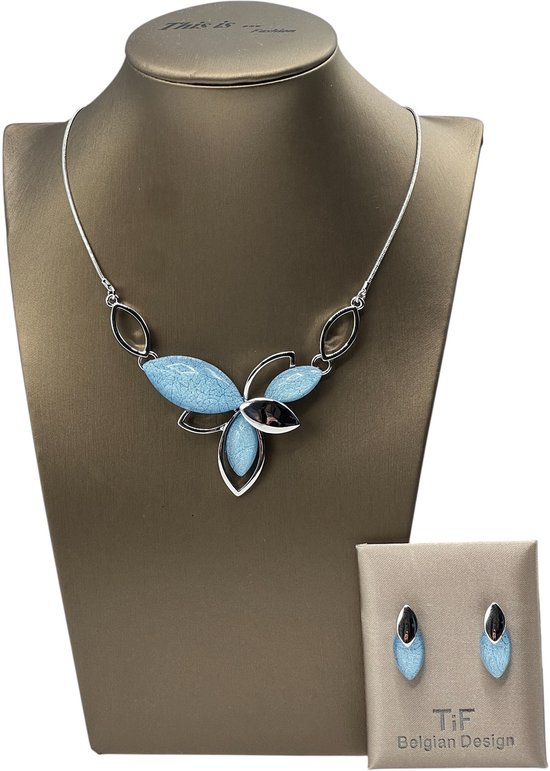 TIF - Bijoux - Parure pour femme - Collier - Boucles d’oreilles - Argent - 45 cm