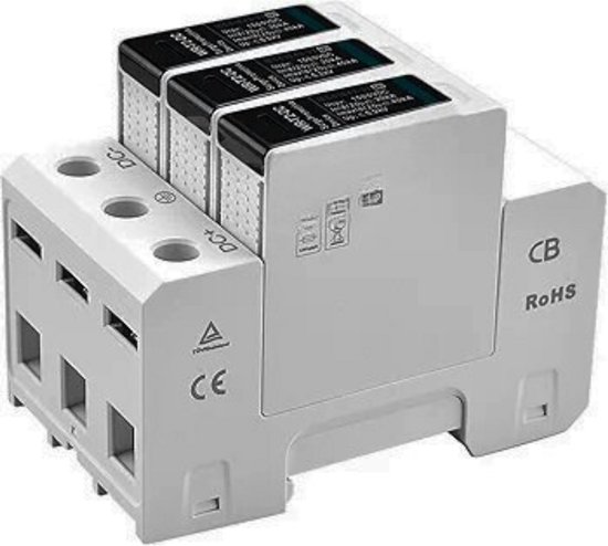 Protection contre les surtensions DC pour le photovoltaïque | WR-T2- DC | 3P 1500 VCC 20 kA | Type T2 | Ignifuger | Montage sur rail DIN 35 mm | TUV CB- Certifié