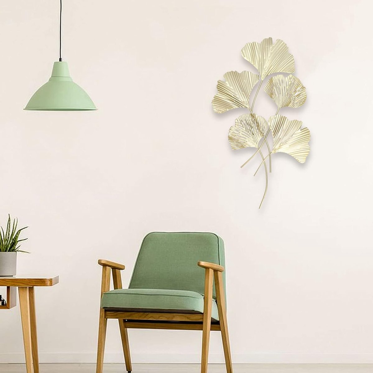 Metalen muur ijzer, gesimuleerde 3D Ginkgo Bltter muur sculptuur, metalen muur opknoping voor woonkamer kantoor - wandmontage decoratie
