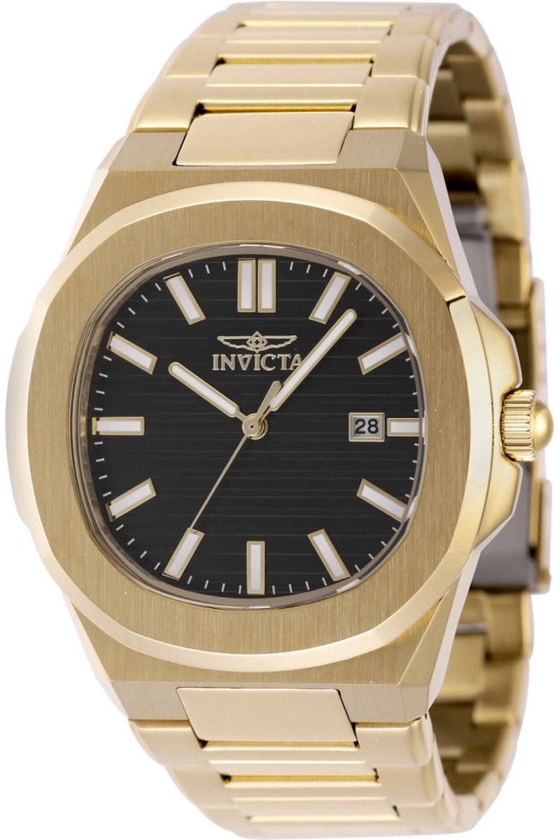 Invicta Speedway 48516 Heren Horloge - Waterdicht - Analoog - Quartz Uurwerk - Roestvrij Staal met zwarte Wijzerplaat - 41mm