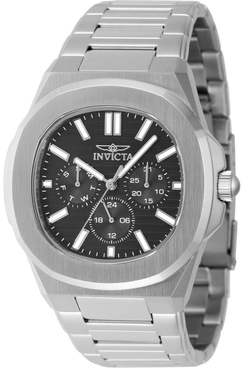 Invicta Speedway 48325 Heren Horloge - Waterdicht - Analoog - Quartz Uurwerk - Roestvrij Staal met zwarte Wijzerplaat - 41mm