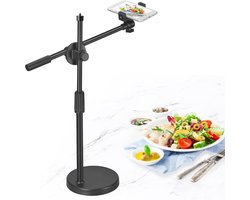 Famanu Statieven, verstelbare telefoonhouder voor mobiele telefoon, hoogte en hoek verstelbaar met stabiele ronde basis, perfect voor producten live streaming-winkel (36-52 cm)