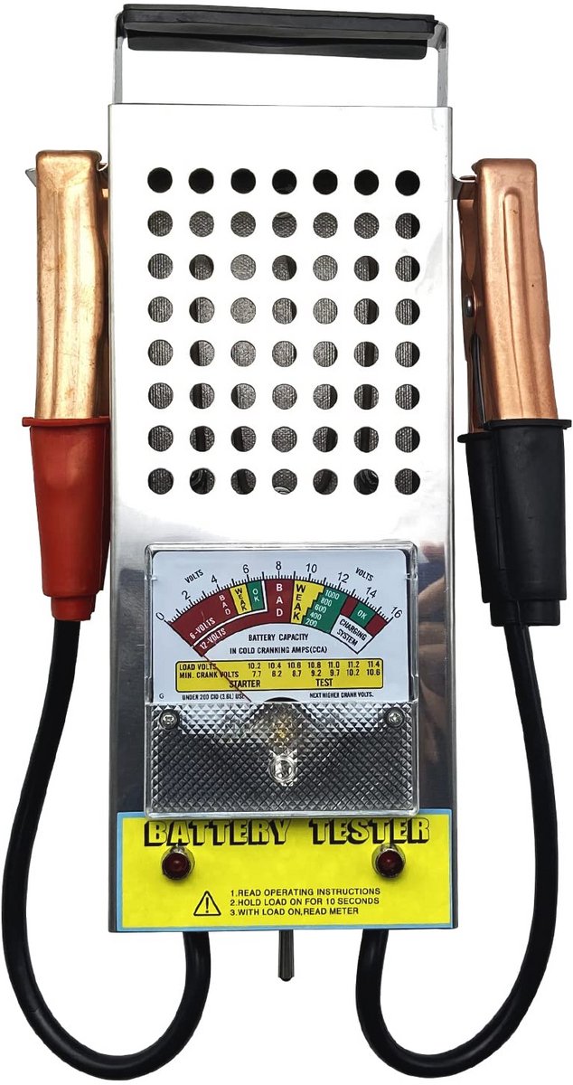 Batterijtester 100A met LED-indicator en Alligatorklemmen voor 6/8/12/16V