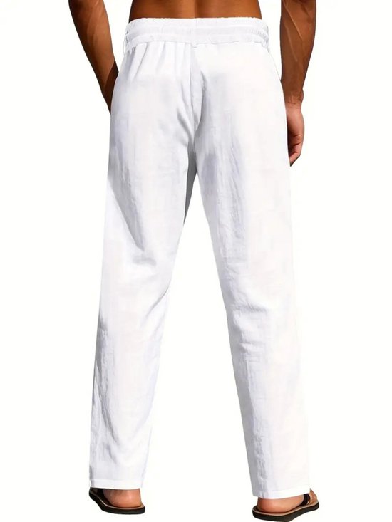 Pantalon Homme En Lin Blanc Grande Taille - Jogging Été Léger Et Respirant