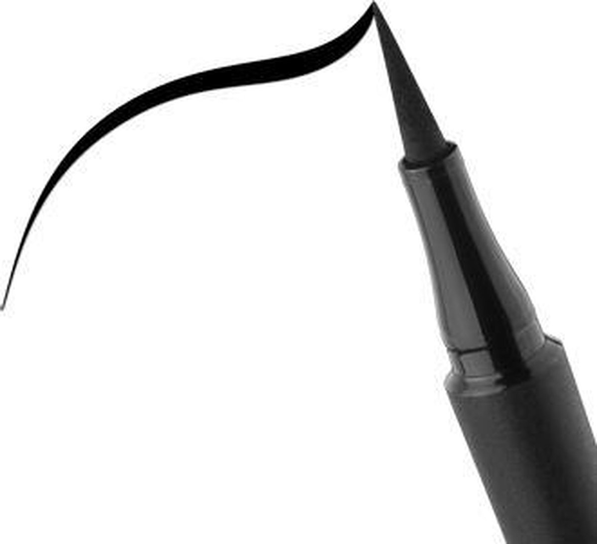 Twee zwarte L'Oréal Paris Perfect Slim by Superliner eyeliners, één met dop, op witte achtergrond.