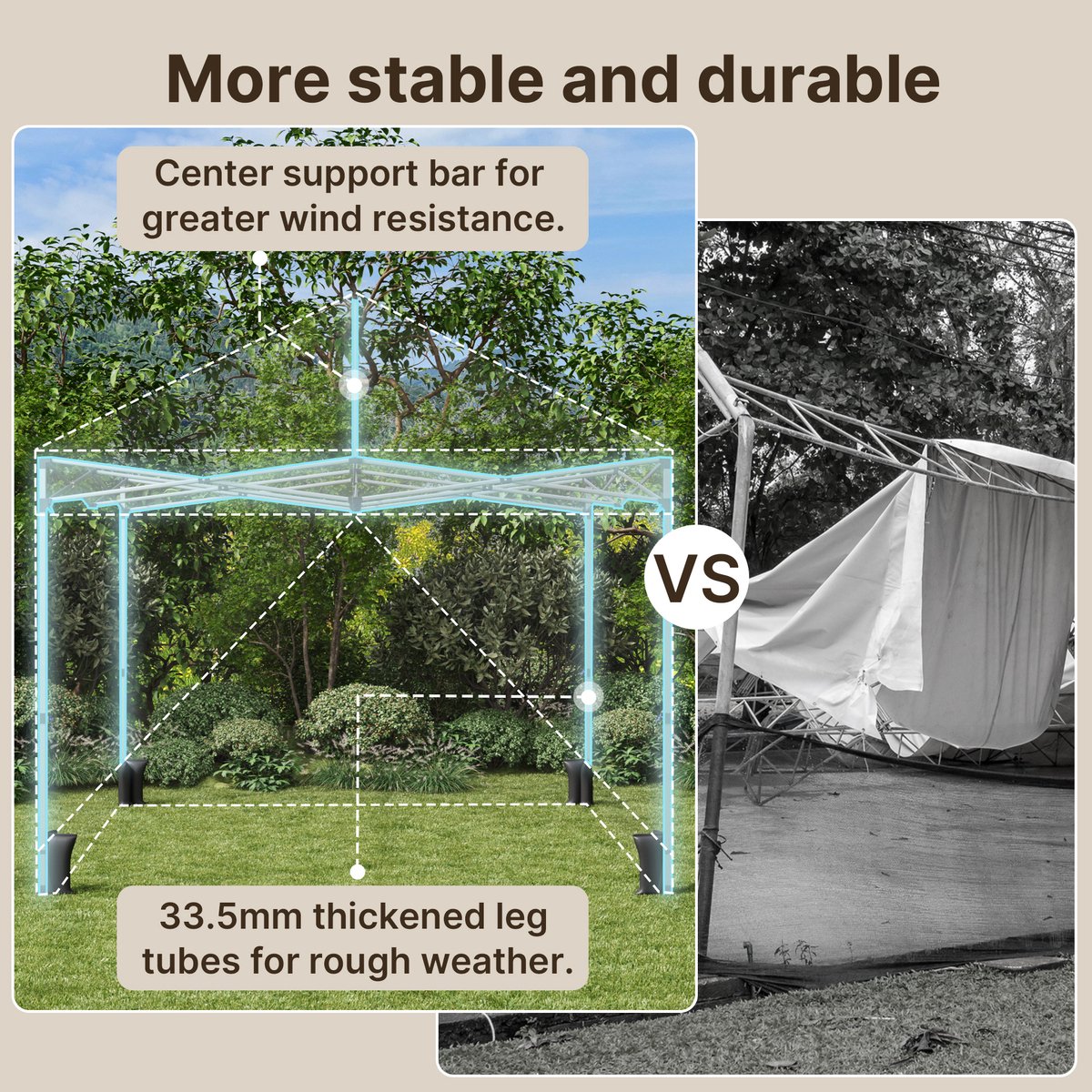 Bealife Paviljoen, 3 x 3 m, tuinpaviljoen, uv-bescherming 50 , met 4 zijpanelen voor tuin