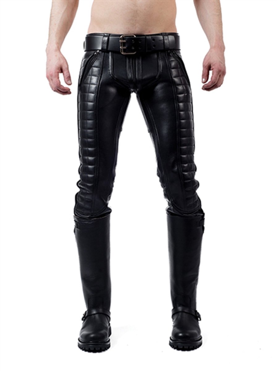 Mister B leren indicator jeans zwarte stiksels en bies size 33 inch