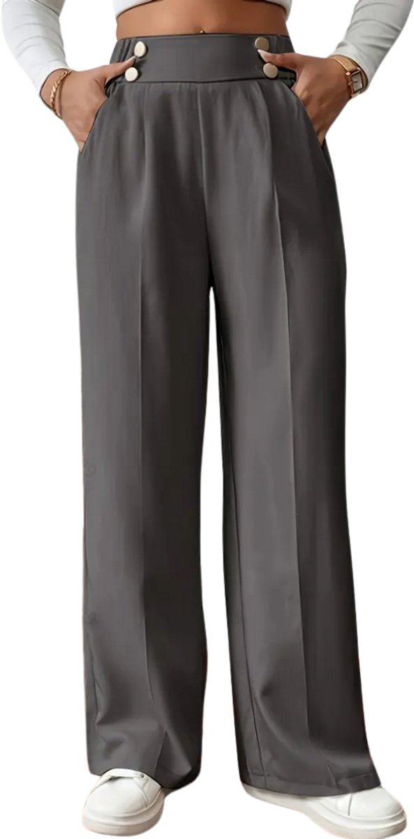Nivard Pantalon Dames Chino Golfbroek Nette Broek Met Elastische Tailleband Volwassenen Donkergrijs