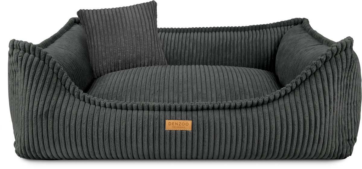 Denzoo Hondenmand Milano | Hondenbed | Hondensofa | Waterafstotend | Afneembare hoes | Orthopedisch Traagschuim | Dark Grey | XXL (L120xB90xH27cm)