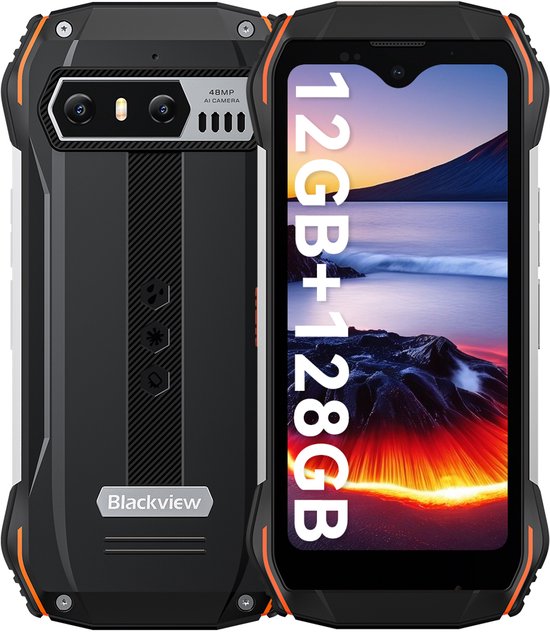 Blackview N6000SE Mini Outdoor Smartphone zonder Contract, 12GB+128GB Android 13 Telefoon, 4.3" HD+ IP68 Waterdicht Robuuste Telefoon, 3700mAh, 4G LTE Outdoor Mobiele Telefoon met NFC/OTG/GPS/FM, Oranje