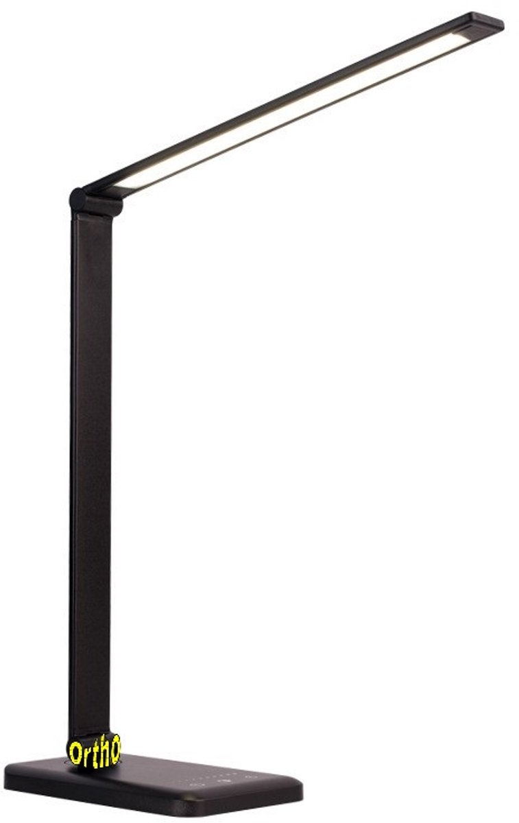 Ortho® - Bureaulamp - Bedlamp - Leeslamp - Nachtlamp - LED - Kleur licht, van Warm Wit tot Daglicht - Dimbaar - met USB oplaadpoort - Zwart