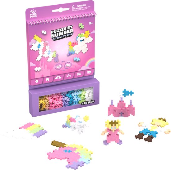 Foto: Plus plus activity pad puzzle by number fairy tale 3988 bouwspeelgoed en puzzel constructiespeelgoed set met bouwstenen vanaf 5 jaar