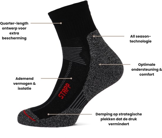 Chaussettes de travail quart de travail STAPP pour hommes - Boston - 38 - Zwart