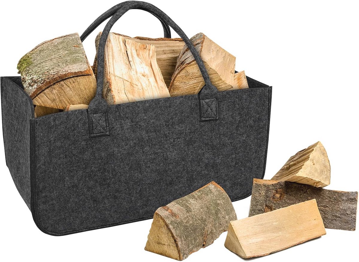 Draagbare vilten haardhoutzakken - 4 stuks, tot 30 kg capaciteit, opvouwbaar en multifunctioneel