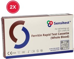2 stuks Ferritine Sneltest - Zelftest voor IJzertekort - Binnen 5 minuten resultaat – Eenvoudig thuis uit te voeren